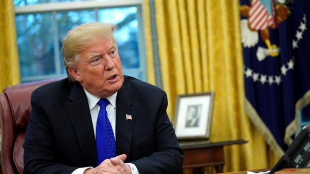 US president Donald Trump sits for an exclusive interview with Reuters journalists in the Oval Office at the White House in Washington.(REUTERS) US president Donald Trump sits for an exclusive interview with Reuters journalists in the Oval Office at the White House in Washington.(REUTERS)