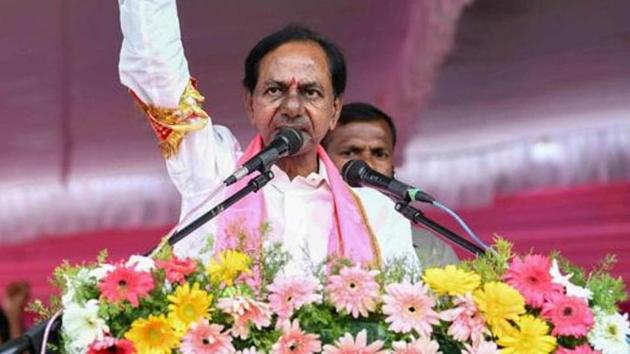 After big win in Telangana, TRS chief K Chandrashekar Rao will take oath tomorrow(PTI) After big win in Telangana, TRS chief K Chandrashekar Rao will take oath tomorrow(PTI)