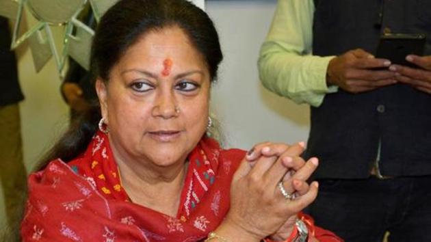 Former Rajasthan chief minister Vasundhara Raje speaks to the media after the announcement of Assembly election results, in Jaipur, Dec. 11, 2018.(PTI)