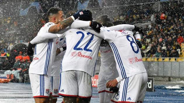 Lyon's players after the UEFA Champions League, Groupe F football match.(AFP)