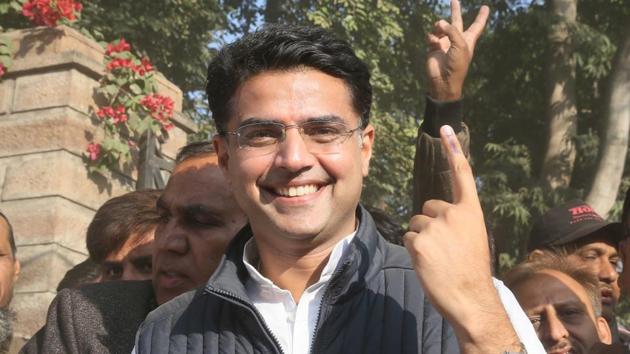 Congress leader minister Sachin Pilot has asked his supporters to be calm as the party decides on who will be the next chief minister of Rajasthan following its win in assembly elections two days ago.(Himanshu Vyas/HT Photo)