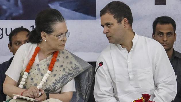 UPA chairperson Sonia Gandhi met Congress President Rahul Gandhi at his home on Thursday to discuss the chief ministers for Rajasthan, Madhya Pradesh and Chhattisgarh, the three states the party wrested from BJP in the recently-held assembly elections.(PTI file photo)