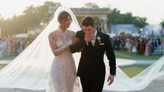 Priyanka Chopra chose Sabyasachi, Abu Sandeep and for her white wedding she chose Ralph Lauren for her wedding gown.(Nick Jonas Instagram)