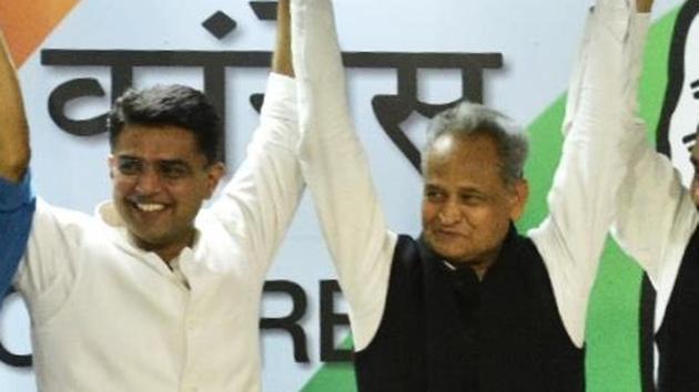 Congress veteran Ashok Gehlot was picked to be Rajasthan’s next CM and party leader Sachin Pilot will be the deputy chief minister.(HT Photo)