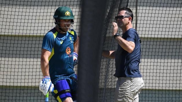 Former Australia captain Ricky Ponting (R) talks to the Australia's batsman Aaron Finch during a training session in Perth. (AFP) Former Australia captain Ricky Ponting (R) talks to the Australia's batsman Aaron Finch during a training session in Perth. (AFP)