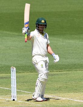 Australia's batsman Aaron Finch celebrates after scoring a half-century (50 runs) during day one of the second Test cricket match between Australia and India in Perth. (AFP) Australia's batsman Aaron Finch celebrates after scoring a half-century (50 runs) during day one of the second Test cricket match between Australia and India in Perth. (AFP)