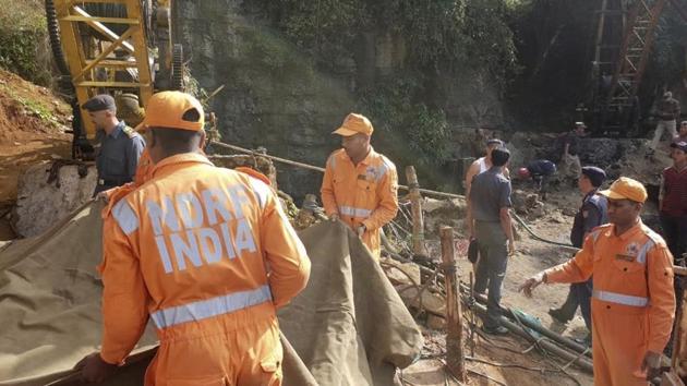 Two teams of the National Disaster Response Force (NDRF) consisting of over 60 personnel reached Lumthari on Friday morning, while 12 personnel from the State Disaster Response Force (SDRF) are already at the site. (AP) Two teams of the National Disaster Response Force (NDRF) consisting of over 60 personnel reached Lumthari on Friday morning, while 12 personnel from the State Disaster Response Force (SDRF) are already at the site. (AP)