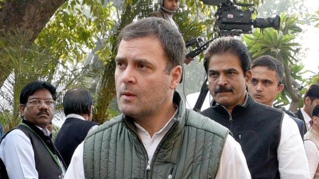 Congress Party President Rahul Gandhi arrives to pay tribute to the martyrs of 2001 Parliament attack on its 17th anniversary, at Parliament House, in New Delhi, December 13, 2018 (Sonu Mehta/HT PHOTO) Congress Party President Rahul Gandhi arrives to pay tribute to the martyrs of 2001 Parliament attack on its 17th anniversary, at Parliament House, in New Delhi, December 13, 2018 (Sonu Mehta/HT PHOTO)