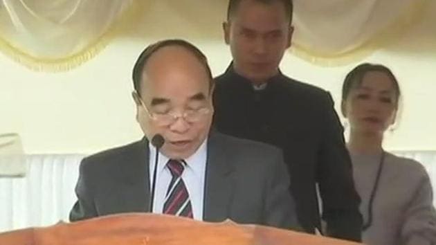 Mizo National Front (MNF) leader Zoramthanga was on Saturday sworn in as Mizoram’s new chief minister.(ANI)