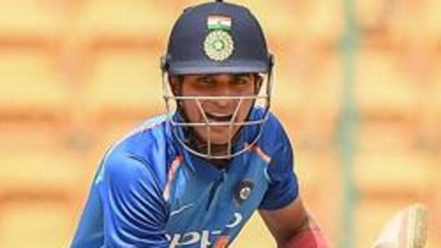 Shubman Gill plays a shot against Australia A during the three-nation quadrangular series final cricket match.(PTI) Shubman Gill plays a shot against Australia A during the three-nation quadrangular series final cricket match.(PTI)