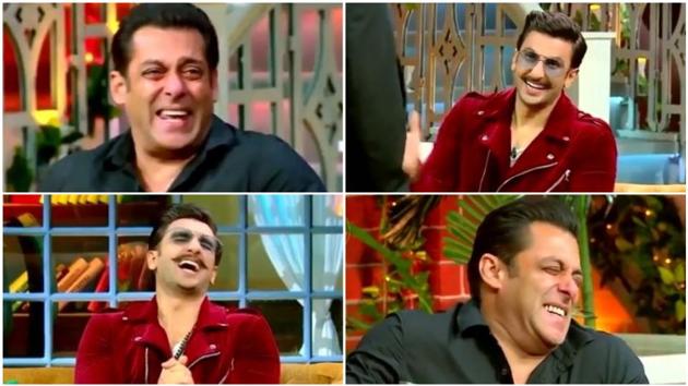 Salman Khan and Ranveer Singh break into a fit of laughter on The Kapil Sharma Show.