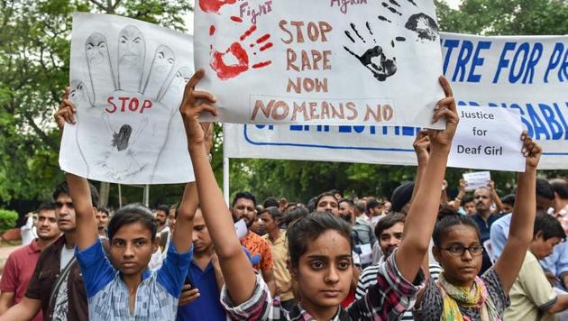 A nine-year-old girl had to be hospitalised after she was raped by a neighbour at his house in outer Delhi’s Samaypur Badli on Saturday afternoon, police said.(PTI/Representative Image) A nine-year-old girl had to be hospitalised after she was raped by a neighbour at his house in outer Delhi’s Samaypur Badli on Saturday afternoon, police said.(PTI/Representative Image)
