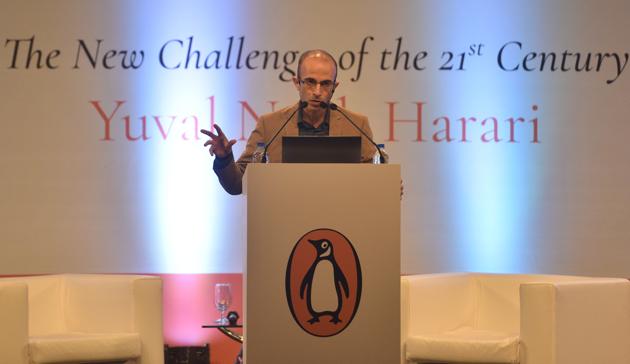 ’Famine was humanity’s greatest enemy... today, more people die due to terminal illness like cancer,’ Harari said.(Satyabrata Tripathy / HT Photo)