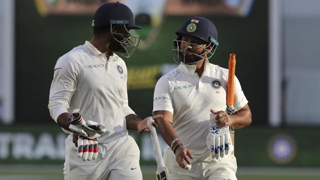 India's Hanuma Vihari and Rishabh Pant leave the ground at the conclusion of the fourth day's play. (AP)