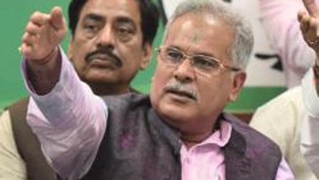 The decision to name Bhupesh Baghel as Chhattisgarh chief minister was taken at a meeting of the newly elected Congress Legislature Party (CLP) on Sunday.(Arijit Sen/HT Photo) The decision to name Bhupesh Baghel as Chhattisgarh chief minister was taken at a meeting of the newly elected Congress Legislature Party (CLP) on Sunday.(Arijit Sen/HT Photo)