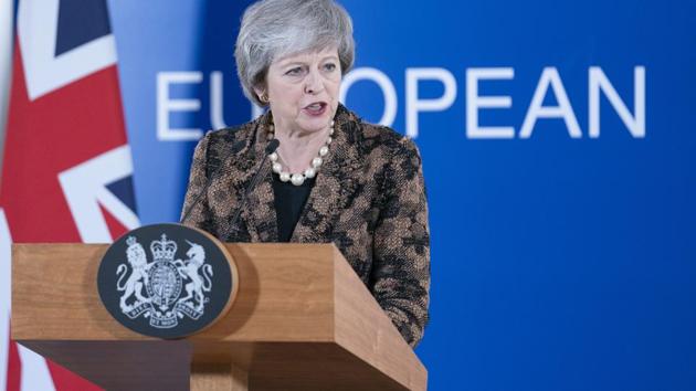 Theresa May, UK prime minister during a news conference at a European Union (EU) leaders summit in Brussels, Belgium, on Friday, December 14, 2018.(Bloomberg Photo)