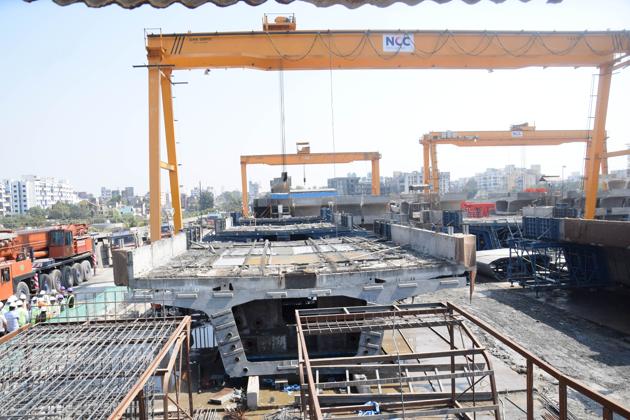Dapodi to Pimpri metro work in progress in Pune (HT FILE PHOTO) Dapodi to Pimpri metro work in progress in Pune (HT FILE PHOTO)