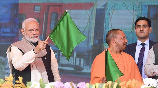 PM Modi and CM Yogi Adityanath at Rae Bareli (AFP) PM Modi and CM Yogi Adityanath at Rae Bareli (AFP)
