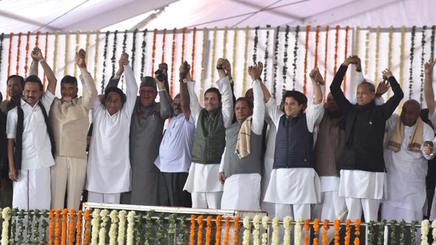 Leaders of Trinamool Congress, BSP and Samajwadi Party — Mamata Banerjee, Mayawati and Akhilesh Yadav — stayed away from the oath-taking ceremonies.(A Moeed Faruqui/HT Photo)