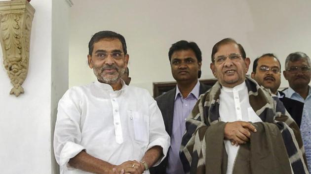 With the Rashtriya Lok Samta Party (RLSP) likely to join the Grand Alliance (GA) bandwagon ahead of the Lok Sabha (LS) elections in Bihar, seat sharing among the allies is set to be a major headache (HT File) With the Rashtriya Lok Samta Party (RLSP) likely to join the Grand Alliance (GA) bandwagon ahead of the Lok Sabha (LS) elections in Bihar, seat sharing among the allies is set to be a major headache (HT File)