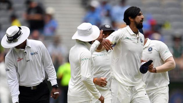 File image of Ishant Sharma and Ravindra Jadeja (in hat) from the second Test between India and Australia in Perth. (AFP) File image of Ishant Sharma and Ravindra Jadeja (in hat) from the second Test between India and Australia in Perth. (AFP)