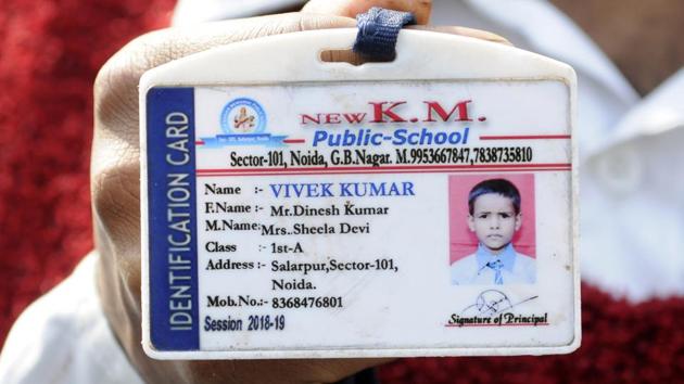 File photo of Vivek who died in the wall collapse incident in a school at Noida’s Salarpur village on Monday, December 17, 2018. (HT Photo) File photo of Vivek who died in the wall collapse incident in a school at Noida’s Salarpur village on Monday, December 17, 2018. (HT Photo)