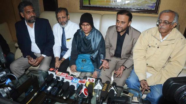 Fauzia Ansari (C) along with her husband Nehal Ansari (2R) and elder son Dr Khalid Ansari (2L), speaks to the media ahead of the deportation of her son Hamid Ansari from Pakistan, in Amritsar. Hamid was arrested by intelligence agencies in Pakistan in 2012 after he allegedly entered northwest Pakistan illegally to meet a woman he befriended online. He spent six years in a prison on charges of espionage. (Narinder Nanu / AFP) Fauzia Ansari (C) along with her husband Nehal Ansari (2R) and elder son Dr Khalid Ansari (2L), speaks to the media ahead of the deportation of her son Hamid Ansari from Pakistan, in Amritsar. Hamid was arrested by intelligence agencies in Pakistan in 2012 after he allegedly entered northwest Pakistan illegally to meet a woman he befriended online. He spent six years in a prison on charges of espionage. (Narinder Nanu / AFP)