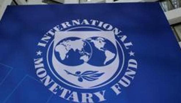 The International Monetary Fund logo is seen during the IMF/World Bank spring meetings in Washington, US on April 21, 2017. (REUTERS) The International Monetary Fund logo is seen during the IMF/World Bank spring meetings in Washington, US on April 21, 2017. (REUTERS)