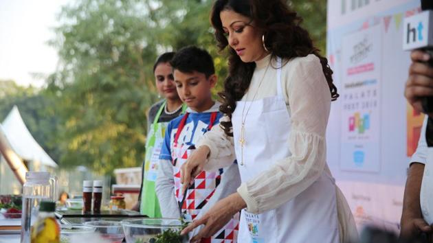 Chef Dr Aditi Gowitrikar cooks during her masterclass at HT Palate Fest 2018 