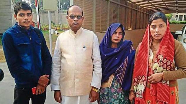 Family members of Sumit Choudhary, who was killed in the Bulandshahr violence on December 3, with BJP MLA DS Lodhi in Lucknow. (HT PHOTO) Family members of Sumit Choudhary, who was killed in the Bulandshahr violence on December 3, with BJP MLA DS Lodhi in Lucknow. (HT PHOTO)