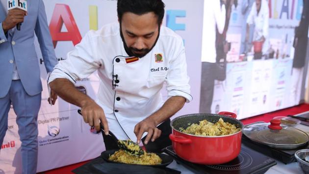 Chef Saransh Goila cooks a tasty treat for the audience 