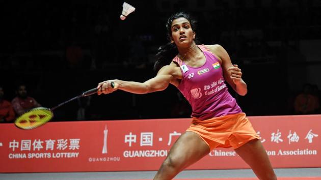 File image of Indian shuttler PV Sindhu in action during a match.(AFP)