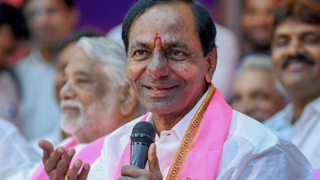 K Chandrasekhar Rao’s TRS, which returned to power for a second successive term in the just concluded assembly elections by winning 88 out of 119 seats, is once again ahead of the opposition in preparing for the rural polls.(PTI/File Photo)