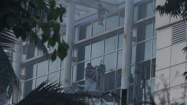 On Monday, a fire was reported on the ground floor of ESIC Kamgar Hospital at 4.06pm. (Pramod Thakur/ Hindustan Times) On Monday, a fire was reported on the ground floor of ESIC Kamgar Hospital at 4.06pm. (Pramod Thakur/ Hindustan Times)