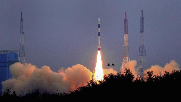 The Indian Space Research Organisation launches the country’s newest satellite GSAT-7A from the Sathish Dhawan Space Centre in Sriharikota, Andhra Pradesh. The satellite will be carried by the Geosynchronous Satellite Launch Vehicle-F11 (GSLV-F11), ISRO’s 35th communication satellite and the 13th flight of the GSLV rocket to orbit. It is believed that the satellite will give a boost to the defence forces’ communication capabilities. (ISRO via PTI / Representative Photo)