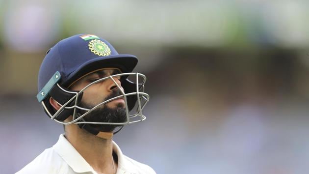 India's Virat Kohli walks off after being dismissed during play in the second cricket test between Australia and India in Perth, Australia, Monday, December 17, 2018(AP)