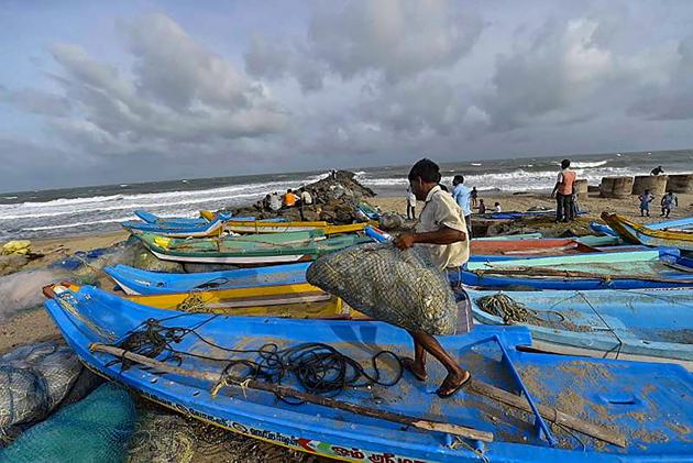 Fishermen dock their boats as a precautionary measure ahead of the arrival of cyclone 'Gaja', in Chennai. Image for representation purpose only.(PTI file photo)