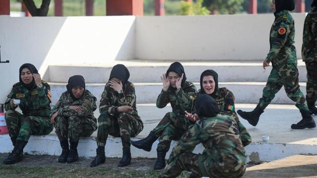 The cadets enjoy a light moment during one of their sessions. The training curriculum has also changed since last year and the duration has been extended to four weeks from last year’s three. According to OTA officials, the officers also toured various places in the city during the training period which will end on December 26. (Arun Sankar / AFP) The cadets enjoy a light moment during one of their sessions. The training curriculum has also changed since last year and the duration has been extended to four weeks from last year’s three. According to OTA officials, the officers also toured various places in the city during the training period which will end on December 26. (Arun Sankar / AFP)