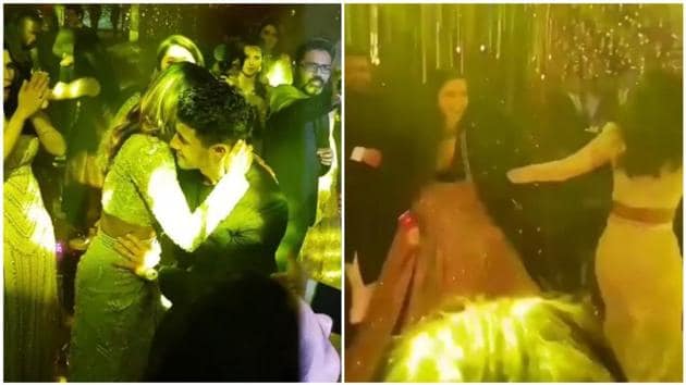 Priyanka Chopra and Nick Jonas’ wedding reception saw the newlyweds dance with Deepika Padukone and Ranveer Singh.(Instagram)