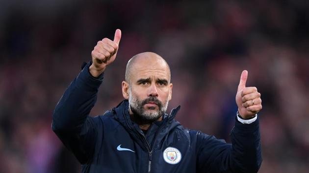 Josep Guardiola, Manager of Manchester City acknowledges the fans after the Premier League match between Liverpool FC and Manchester City at Anfield. (Getty Images) Josep Guardiola, Manager of Manchester City acknowledges the fans after the Premier League match between Liverpool FC and Manchester City at Anfield. (Getty Images)