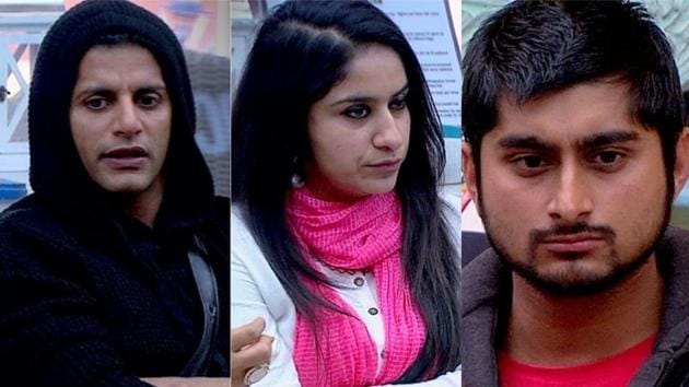 Bigg Boss 12 contestants Karanvir Bohra, Surbhi Rana, Deepak Thakur were sent to Kalkothri for their conduct.(Twitter)