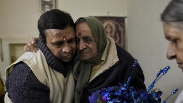Sushil Sharma seen at his residence with his father, at Pitampura, New Delhi, India, December 21, 2018. The Delhi High Court on Friday ordered the release of Sushil Sharma, convicted for killing and burning wife in a ‘tandoor’ in 1995.(Sanchit Khanna / Hindustan Times)