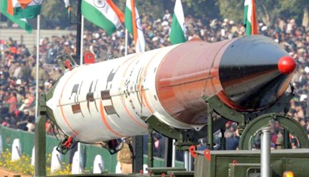 In this file photo,the Agni-IV missile is displayed at the Republic Day parade in New Delhi. (HT File Photo) In this file photo,the Agni-IV missile is displayed at the Republic Day parade in New Delhi. (HT File Photo)