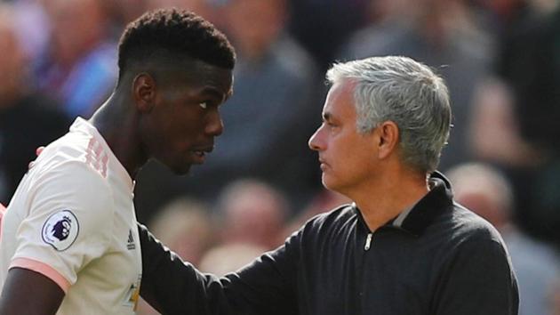 Manchester United's Paul Pogba with manager Jose Mourinho after being substituted. (REUTERS) Manchester United's Paul Pogba with manager Jose Mourinho after being substituted. (REUTERS)