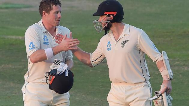 New Zealand captain Kane Williamson (R) greets to teammate Henry Nicholls. (AFP) New Zealand captain Kane Williamson (R) greets to teammate Henry Nicholls. (AFP)