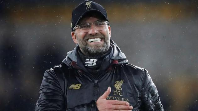 Liverpool manager Juergen Klopp celebrates at the end of the match.(Action Images via Reuters)