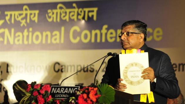 Union minister Ravi Shankar Prasad at an event in Lucknow (Deepak/ HT Photo) Union minister Ravi Shankar Prasad at an event in Lucknow (Deepak/ HT Photo)