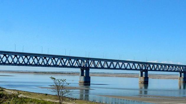 Dibrugarh: A view of India's longest rail-road bridge 'Bogibeel Bridge' in Dibrugarh, Monday, Dec 24, 2018, a day before its inauguration by Prime Minister Narendra Modi.(PTI)