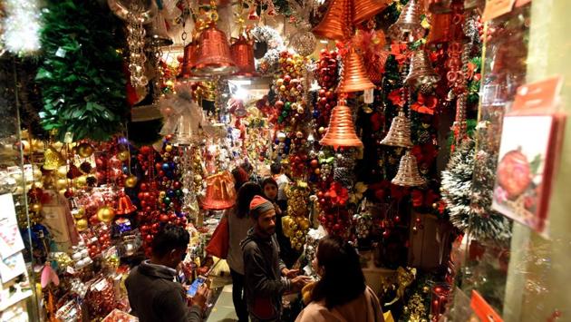 In Delhi, much of the festival food for Christmas is inspired by what’s prepared for other festivals across north India. People flock to Sadar Bazar for Christmas shopping, where there are rows of shops with every kind of Christmas tree imaginable. (Amal KS / HT Photo) In Delhi, much of the festival food for Christmas is inspired by what’s prepared for other festivals across north India. People flock to Sadar Bazar for Christmas shopping, where there are rows of shops with every kind of Christmas tree imaginable. (Amal KS / HT Photo)