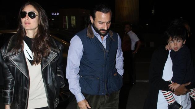 Kareena Kapoor with Saif Ali Khan, son Taimur jet off for London ...